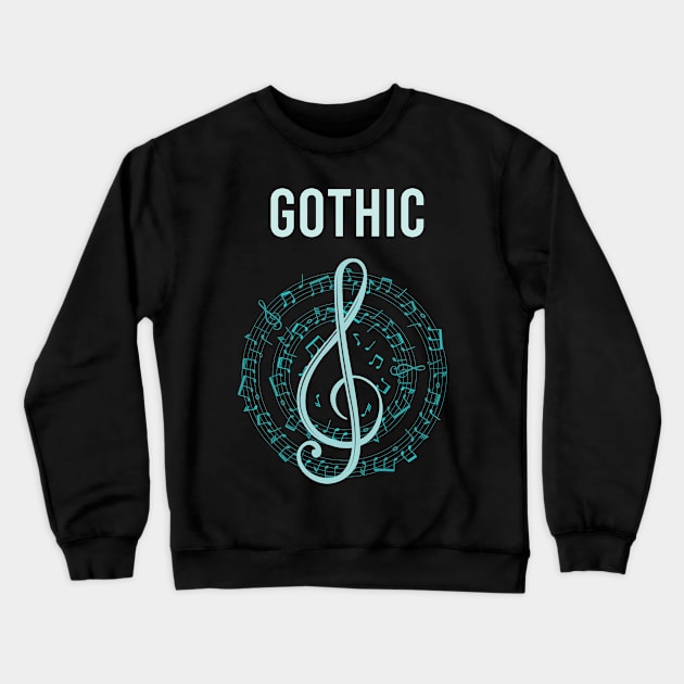 Music Note Circle Gothic Crewneck Sweatshirt by Hanh Tay